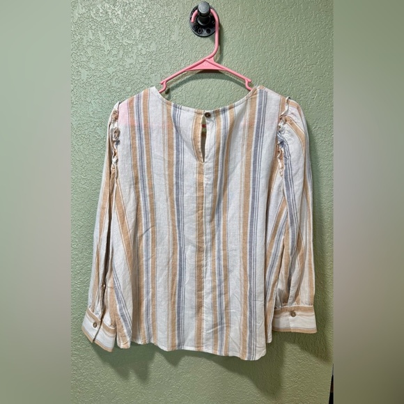 LC Lauren Conrad Striped Blouse - White, Tan, Gray - Picture 5 of 5